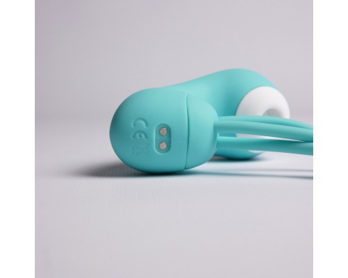 Вакуумный стимулятор с вагинальными виброшариками, бирюзовый