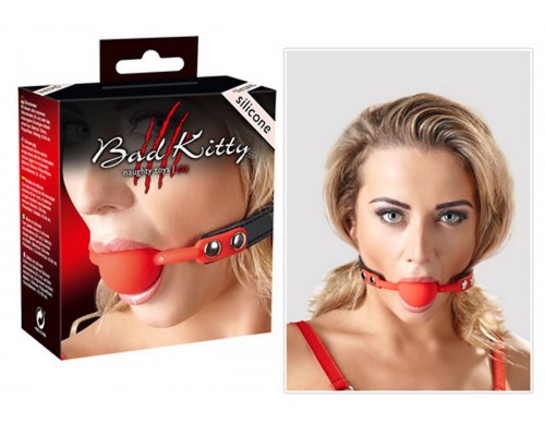 Красный Knebel: кляп с фиксацией на голове для интимных игр