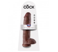 Фаллоимитатор-гигант на присоске с мошонкой коричневый King Cock 11 Cock with Balls 