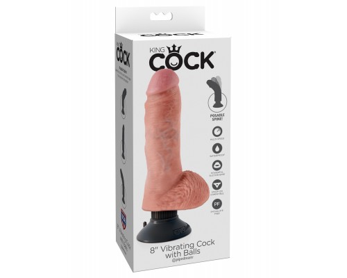 Удобный и многофункциональный вибромассажер 3в1 с съемной присоской - 8 Vibrating Cock with Balls