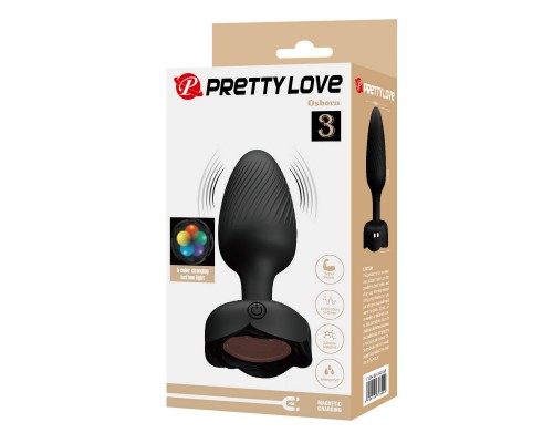 Анальная вибропробка с разноцветной подсветкой OSBORN