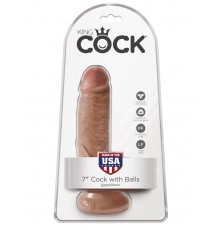 Фаллоимитатор на присоске загорелый King Cock 7 Cock with Balls