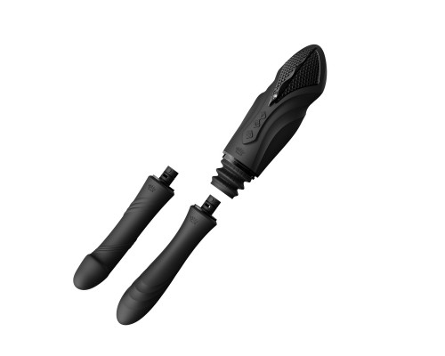 Компактная секс-машина с функцией нагрева, двумя насадками и присоской SESH, чёрная