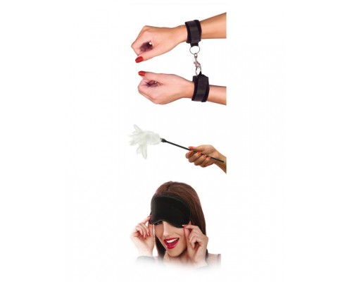 Интимный набор Fetish Fantasy Series Sensual Seduction Kit: наручники, стек с пером, маска