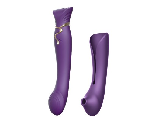 Вибростимулятор с пульсацией, вакуумной стимуляцией и функцией нагрева QUEEN, фиолетовый