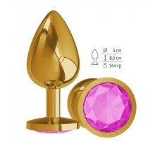 Анальная втулка Gold с Розовым кристаллом большая