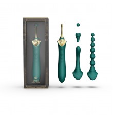 Клиторальный вибростимулятор с насадками и функцией нагрева BESS 2, зелёный