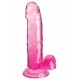 Прозрачный фаллоимитатор King Cock Clear 7 с мошонкой на присоске, розовый