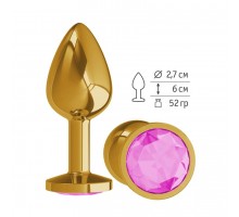 Анальная втулка Gold с розовым кристаллом маленькая  