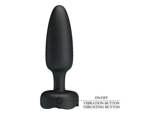 Анальная вибропробка с поступательными движениями и разноцветной подсветкой TARION