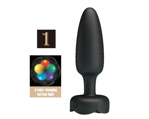 Анальная вибропробка с поступательными движениями и разноцветной подсветкой TARION