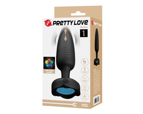 Анальная вибропробка с поступательными движениями и разноцветной подсветкой TARION