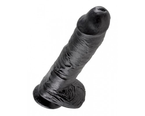 Фаллоимитатор-гигант на присоске с мошонкой черный King Cock 10 Cock