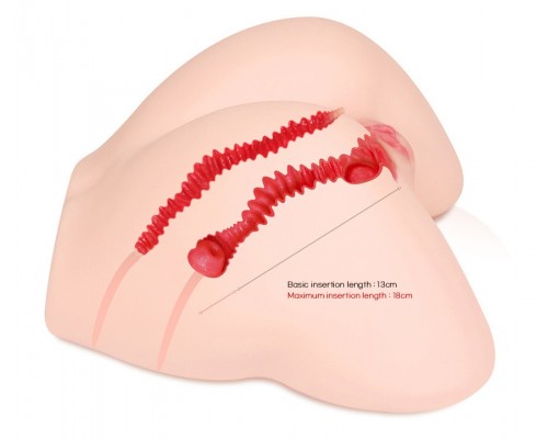 Adel Real HIPS Мастурбатор-полуторс, анус и вагина, с двойным слоем материала