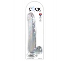 Прозрачный фаллоимитатор с мошонкой на присоске King Cock Clear 11