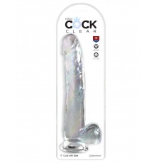 Прозрачный фаллоимитатор с мошонкой на присоске King Cock Clear 11