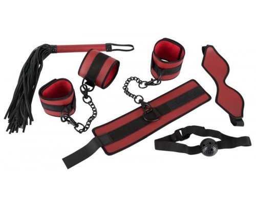 Набор для фиксации красно-черный 5 предметов - Bondage Set