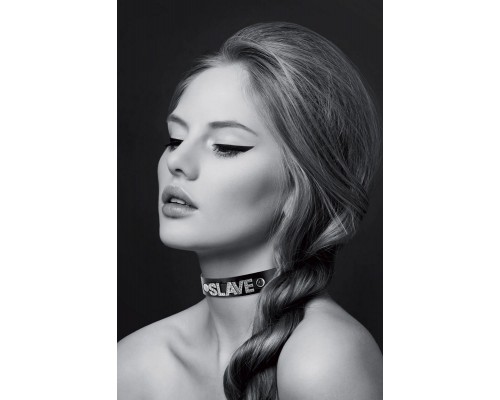 Чокер с надписью Slave COLLIER STRASS SLAVE CUIR BOVIN