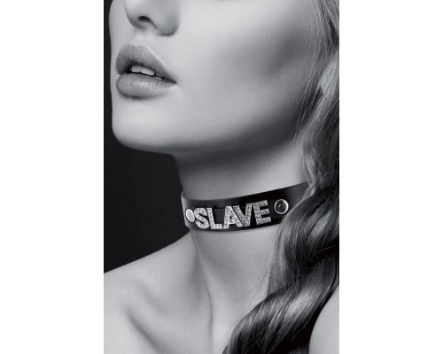 Чокер с надписью Slave COLLIER STRASS SLAVE CUIR BOVIN