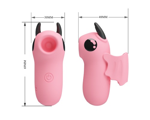 Вакуумный мини-стимулятор на палец, с электростимуляцией, Magic Devil, розовый