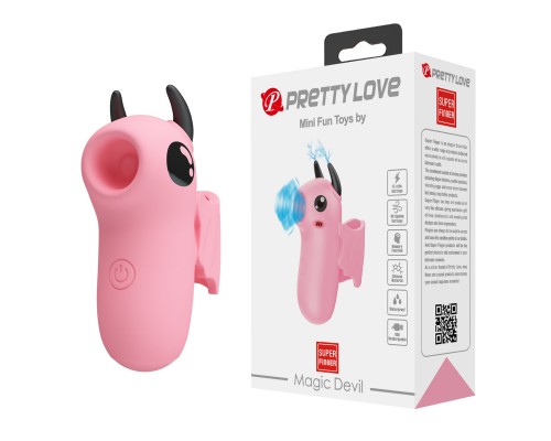 Вакуумный мини-стимулятор на палец, с электростимуляцией, Magic Devil, розовый