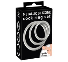 Набор эрекционных колец под металл Metallic Silicone Cock Ring Set