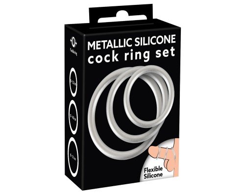 Набор эрекционных колец Metallic Silicone Cock Ring Set - идеальный выбор для усиления эрекции