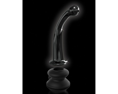 Секс игрушка: Стеклянный фаллоимитатор с силиконовой присоской, черный