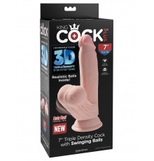 Фаллоимитатор на присоске King Cock Plus 7 Triple Density с подвижной мошонкой