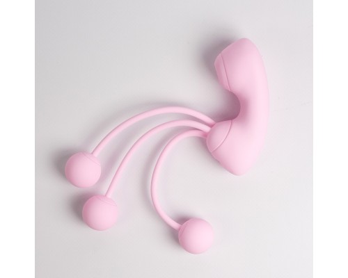 Вакуумный стимулятор с вагинальными виброшариками, розовый