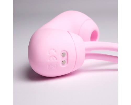 Вакуумный стимулятор с вагинальными виброшариками, розовый