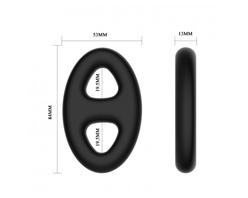 Овальное двойное эрекционное кольцо из мягкого силикона Baile CrazyBull