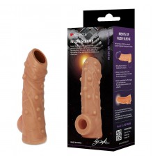 Насадка реалистик c пупырышками, с подхватом мошонки, с открытой головкой, размер M