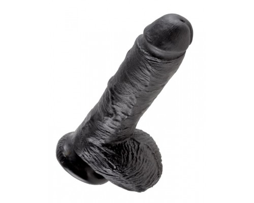 Фаллоимитатор с мошонкой на присоске черный King Cock 8 Cock with Balls Black