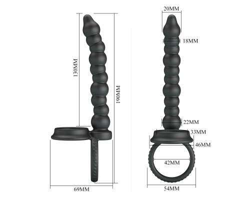 Эрекционное кольцо с анальными бусами
