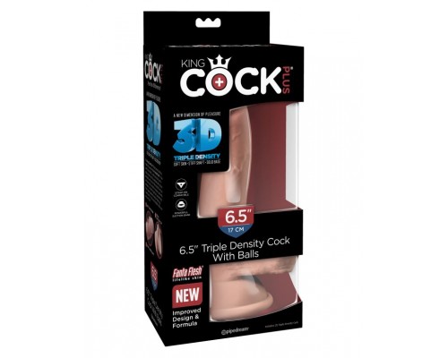 Фаллоимитатор на присоске King Cock Plus 6.5 Triple Density Cock with Balls - Flesh