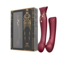 Вибростимулятор с пульсацией, вакуумной стимуляцией и функцией нагрева QUEEN, красный