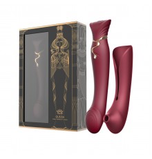 Вибростимулятор с пульсацией, вакуумной стимуляцией и функцией нагрева QUEEN, красный