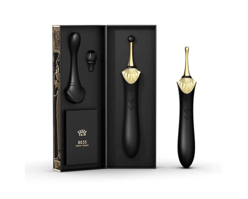 Клиторальный вибростимулятор с насадками BESS, чёрный
