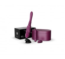 Компактная секс-машина с функцией нагрева, двумя насадками и присоской SESH, фиолетовая