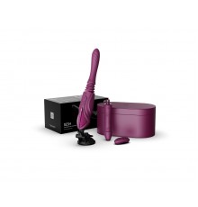 Компактная секс-машина с функцией нагрева, двумя насадками и присоской SESH, фиолетовая
