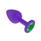 Анальная втулка силиконовая фиолетовая с зеленым кристаллом - маленькая!