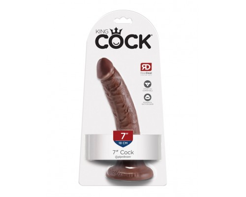 Фаллоимитатор на присоске King Cock 7 Cock - Brown: купить коричневый интимный товар