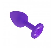 Анальная втулка силиконовая фиолетовая с фиолетовым кристаллом маленькая