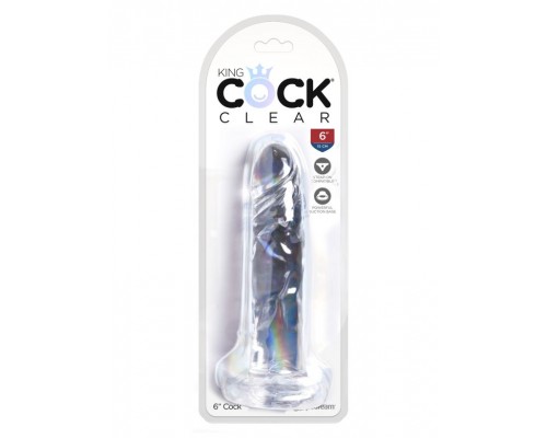 Прозрачный фаллоимитатор на присоске King Cock Clear 6 Cock