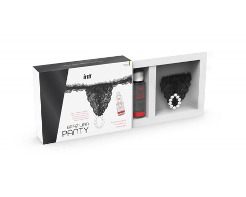 Набор Brazilian Panty Sliding Gel Strawberry  повязка (черная)