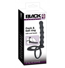 Ребристая насадка для двойного проникновения Black Velvets Cock &amp; Ball ring