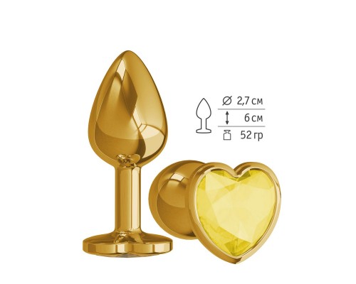 Анальная втулка Gold малая с желтым кристаллом: роскошный аксессуар для удовольствия