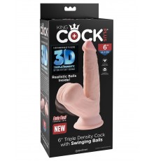 Фаллоимитатор на присоске King Cock Plus 6 Triple Density с подвижной мошонкой