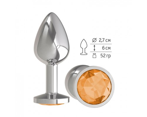Анальная втулка Silver с оранжевым кристаллом: маленькая, стильная, удобная!